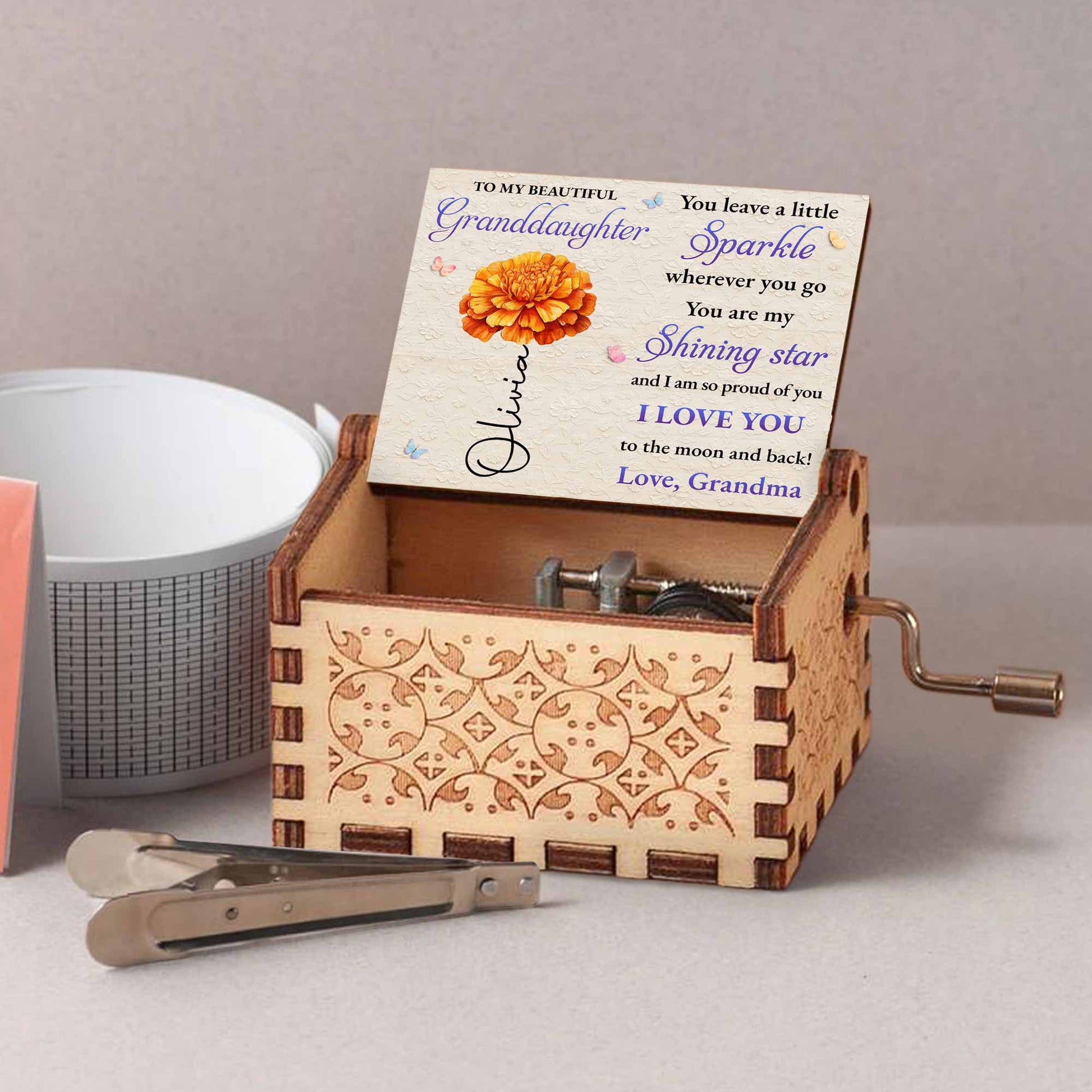 To My Beautiful Granddaughter Sparkle Wherever You Go Purple Flower