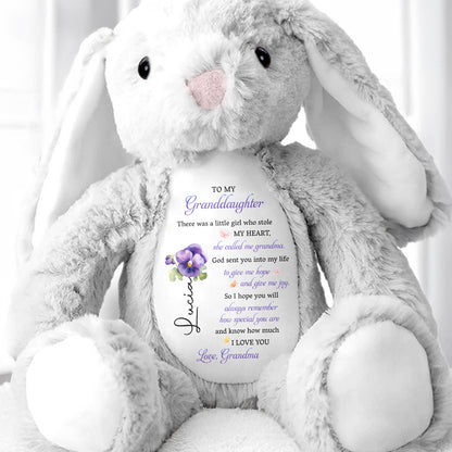 To My Granddaughter, Plush Bunny With Purple Flowers