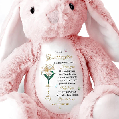 To My Granddaughter, Love Grandma, Flowers Bunny - Personalized Stuffed Bunny - GDT607_BUN