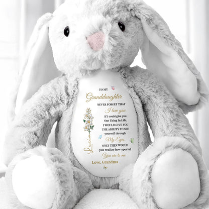 To My Granddaughter, Love Grandma, Flowers Bunny - Personalized Stuffed Bunny - GDT607_BUN