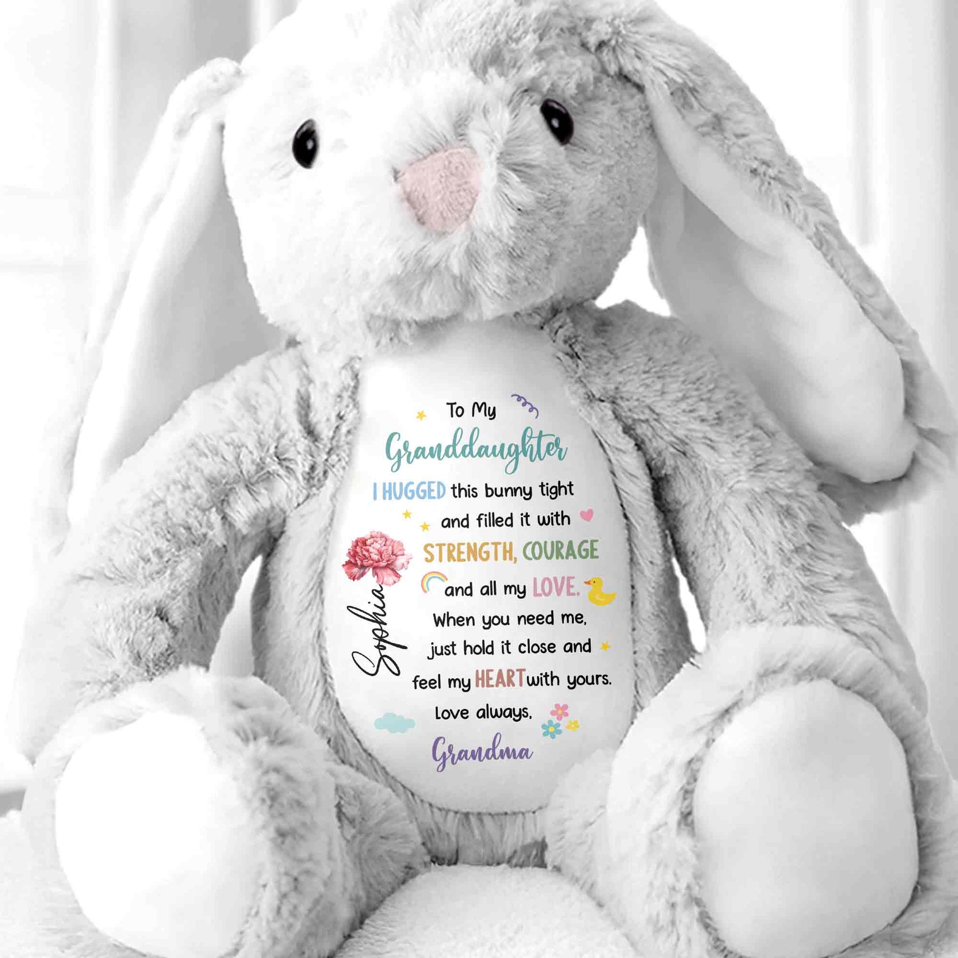 To My Granddaughter, Hugged Bunny With Love