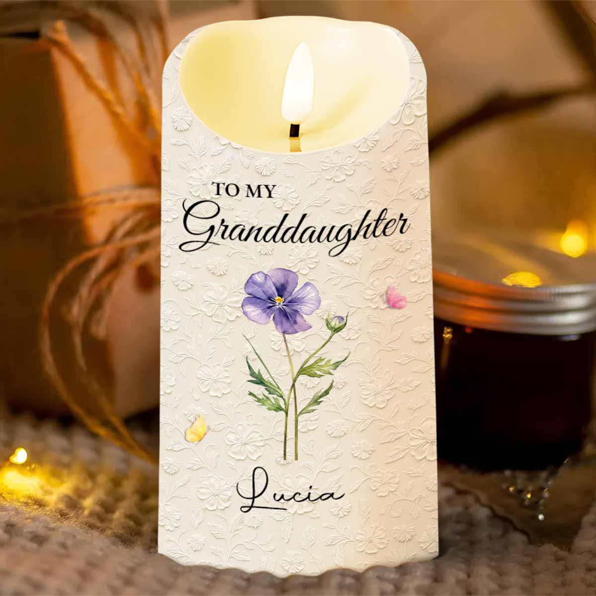 To My Granddaughter Once Upon A Time Purple Flower And Butterflies