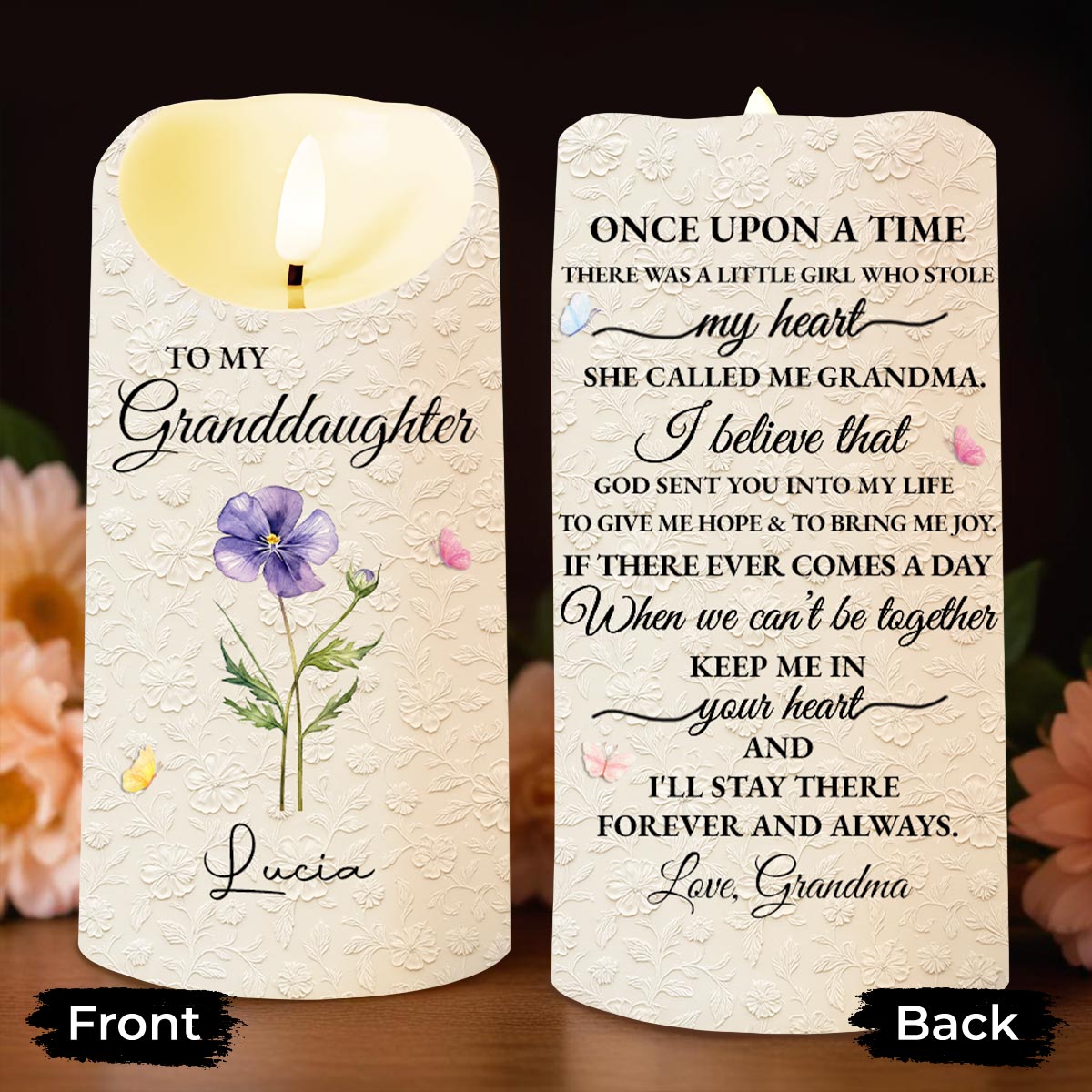 To My Granddaughter Once Upon A Time Purple Flower And Butterflies