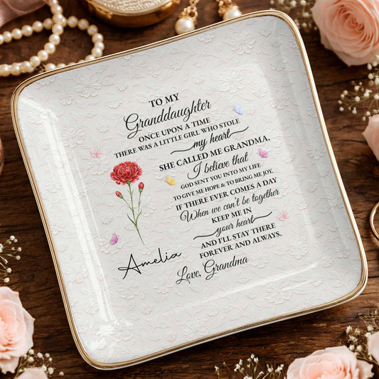 To My Granddaughter Once Upon A Time Flower Butterfly Jewelry Dish