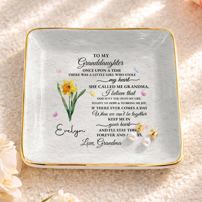 To My Granddaughter Once Upon A Time Flower Butterfly Jewelry Dish
