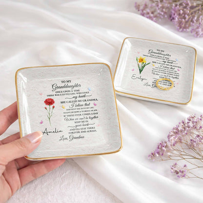 To My Granddaughter Once Upon A Time Flower Butterfly Jewelry Dish
