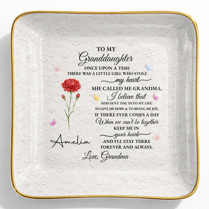To My Granddaughter Once Upon A Time Flower Butterfly Jewelry Dish