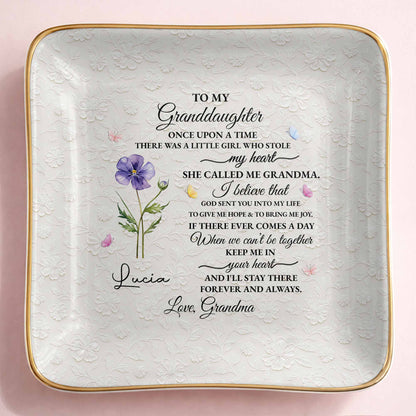 To My Granddaughter Once Upon A Time Flower Butterfly Jewelry Dish