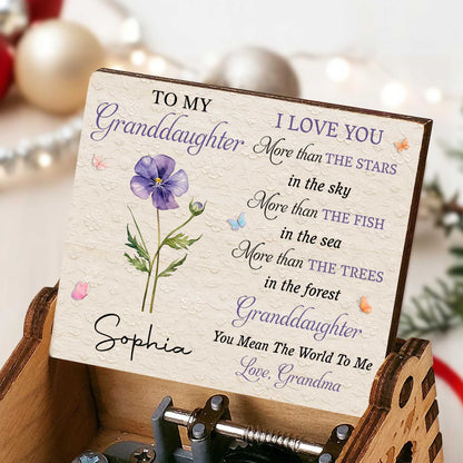 To My Granddaughter I Love You More Than The Stars Purple Flower