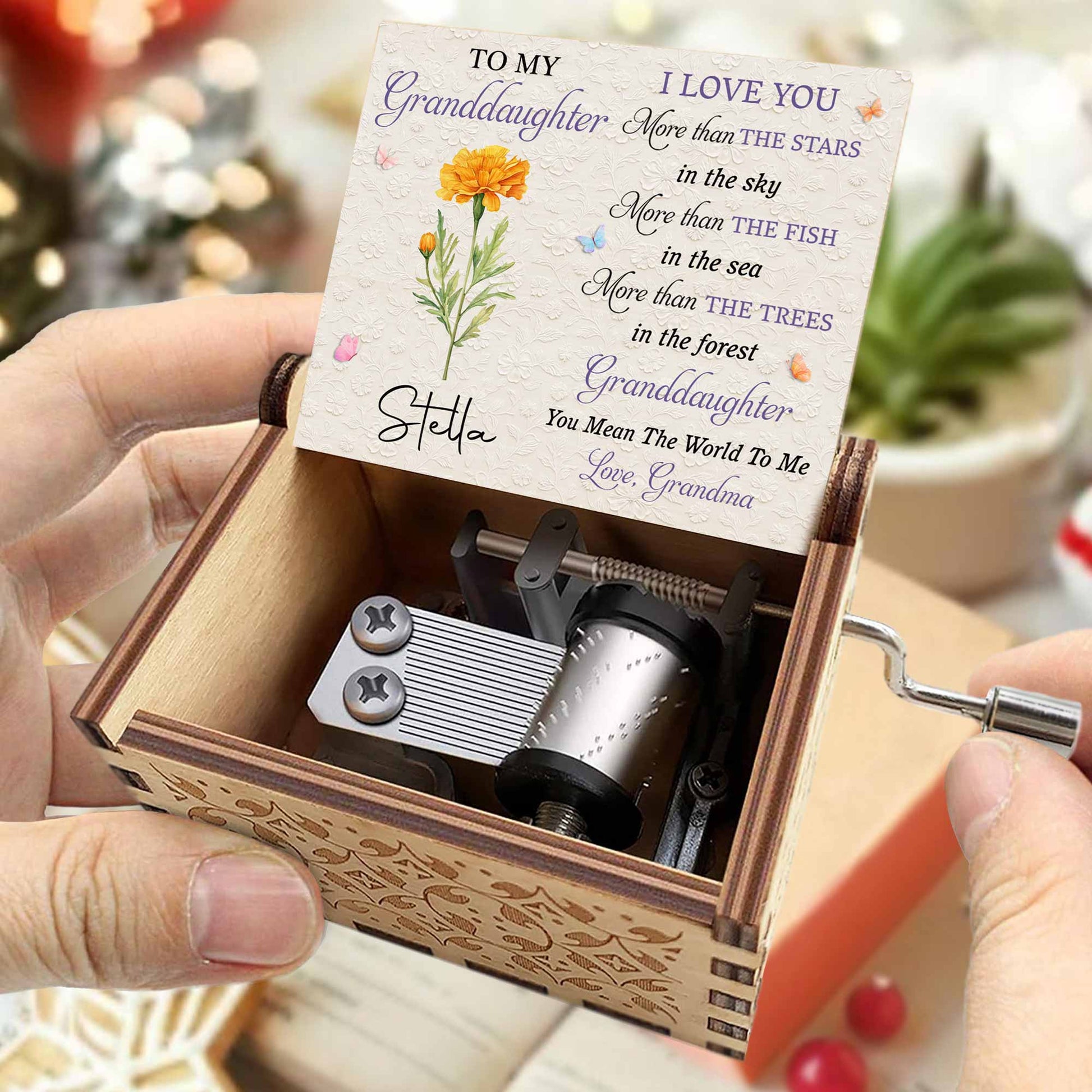 To My Granddaughter I Love You More Than The Stars Purple Flower