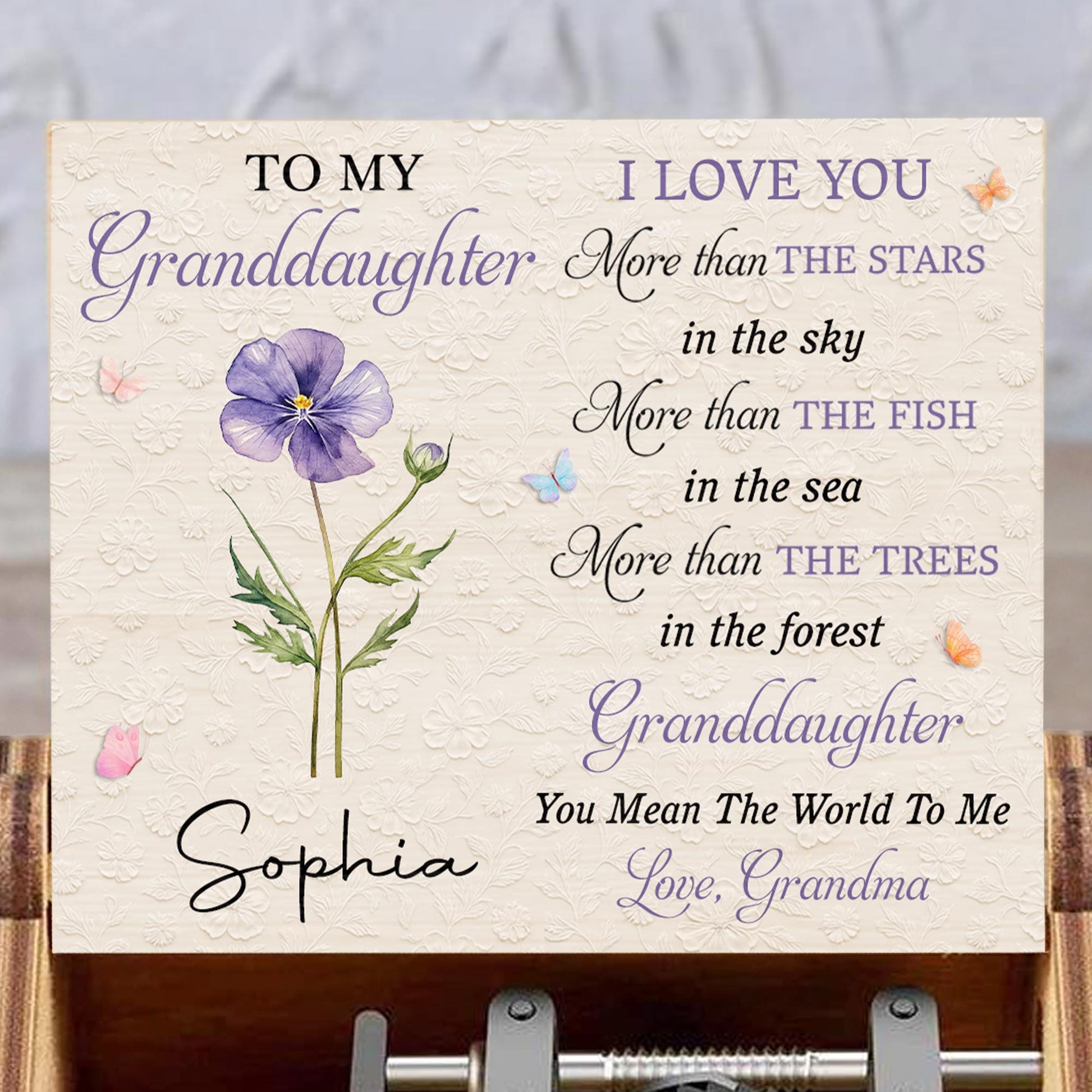 To My Granddaughter I Love You More Than The Stars Purple Flower