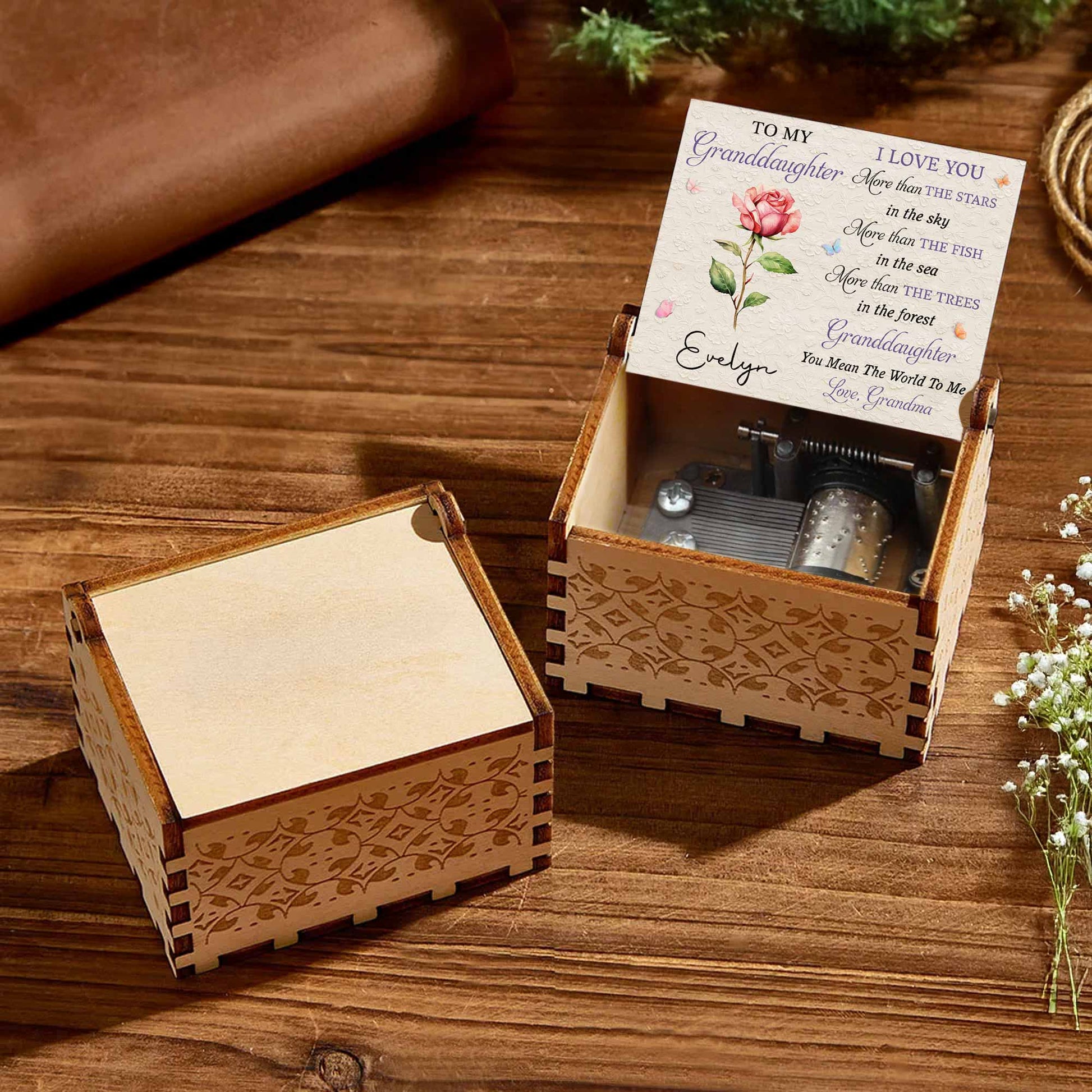 To My Granddaughter I Love You More Than The Stars Purple Flower