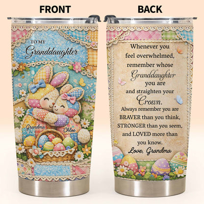 To My Granddaughter Straighten Your Crown Patchwork Bunnies and Flowers