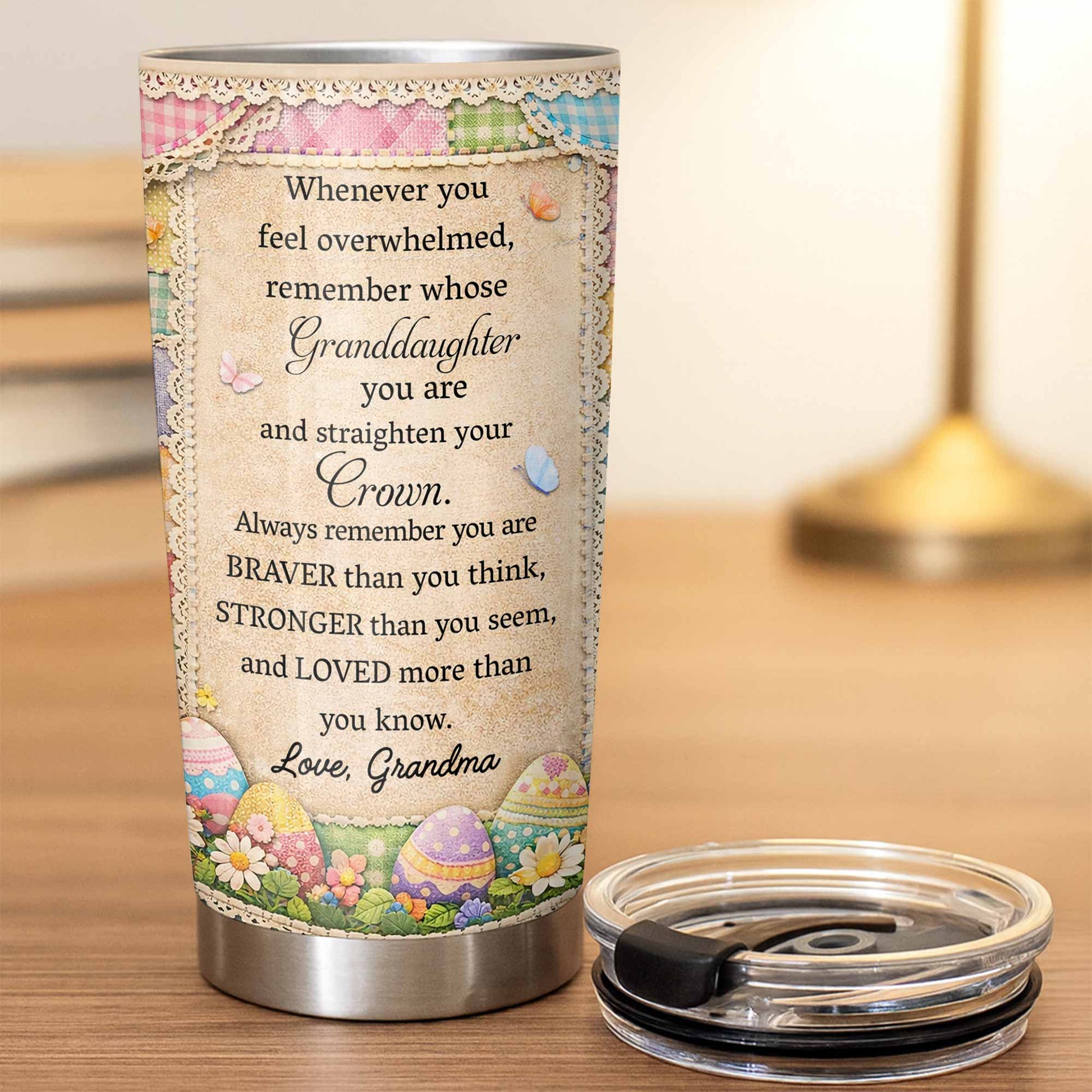 To My Granddaughter Straighten Your Crown Patchwork Bunnies and Flowers