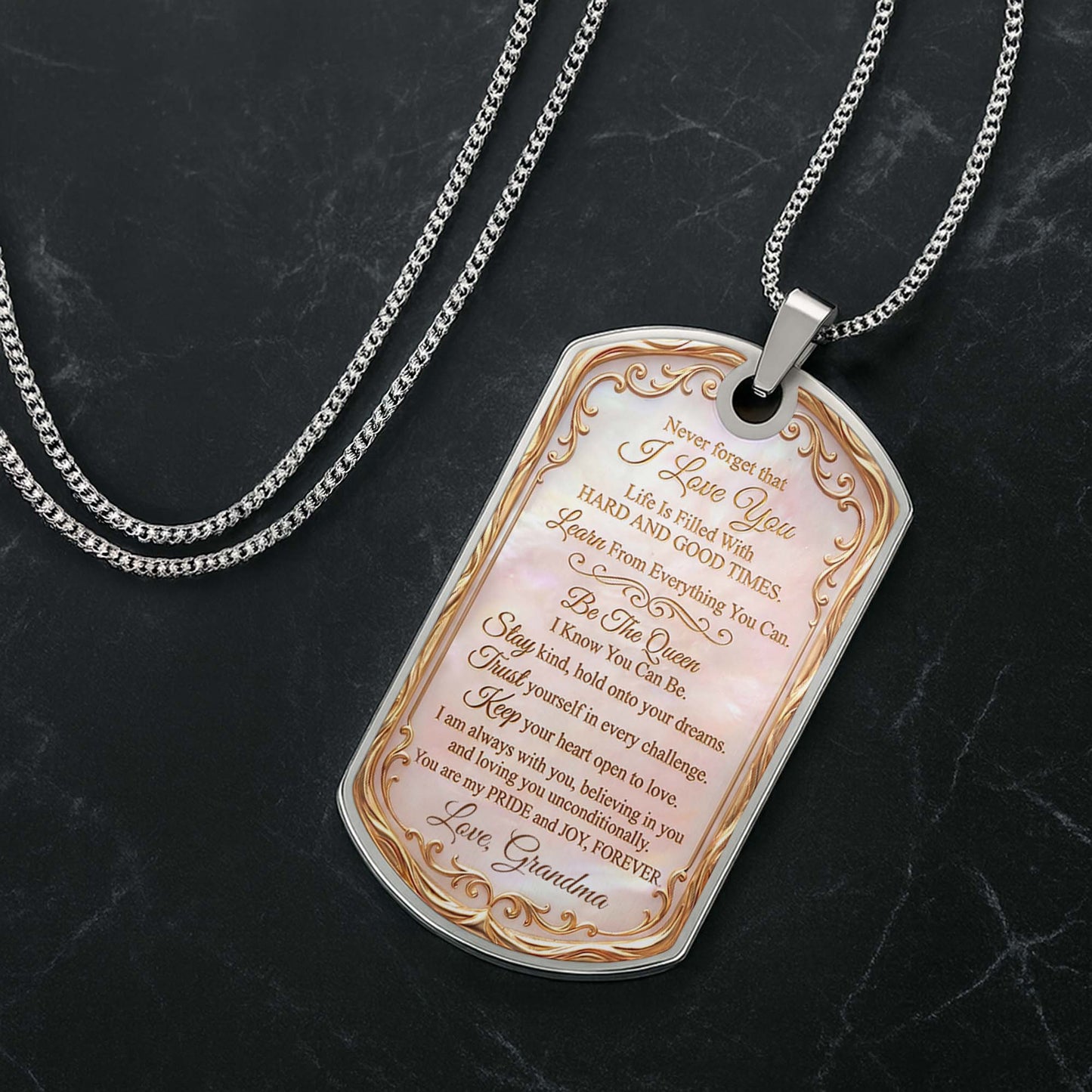Beautiful Bloom Birth Month Flower Rose And Butterflies - Personalized Custom Dog Tag Necklace - GDT745_DTNECK
