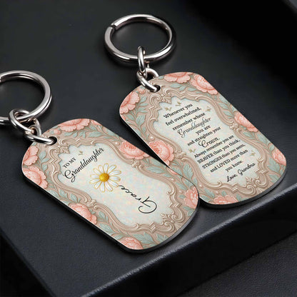 To My Granddaughter Straighten Your Crown Birth Month Flower Vintage Design - Personalized Stainless Steel Keychain - GDT769_KCX