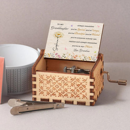 To My Granddaughter Always Remember You Are Special Unique Beautiful Birth Flowers - Custom Music Box With "You Are My Sunshine" Tune - GDT879_MZB