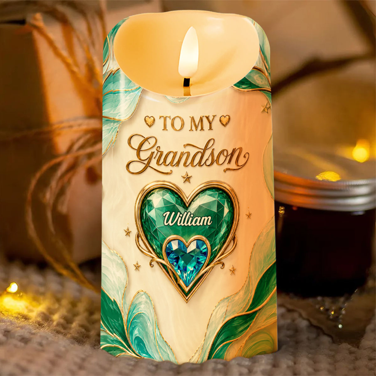 To My Granddaughter Life Is Filled With Hard And Good Times Heart Emerald - Personalized Custom LED Candle - GDT886_LECA