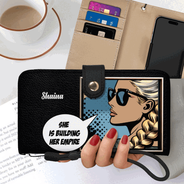 Portefeuille en cuir personnalisé pour téléphone - QCUSTOM01PW