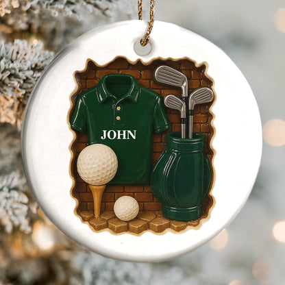 Celebrate Your Love For Golf With This Custom Ornament - Personalized Custom Ceramic Ornament With Round Shape - GOLF005_RCE