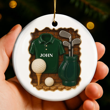 Celebrate Your Love For Golf With This Custom Ornament - Personalized Custom Ceramic Ornament With Round Shape - GOLF005_RCE