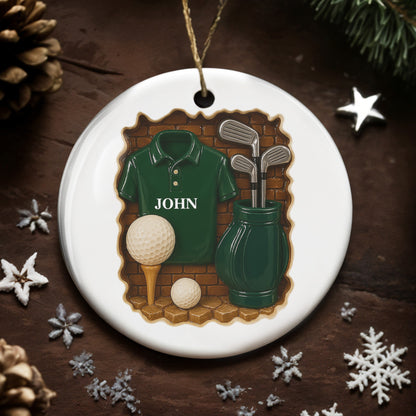 Celebrate Your Love For Golf With This Custom Ornament - Personalized Custom Ceramic Ornament With Round Shape - GOLF005_RCE