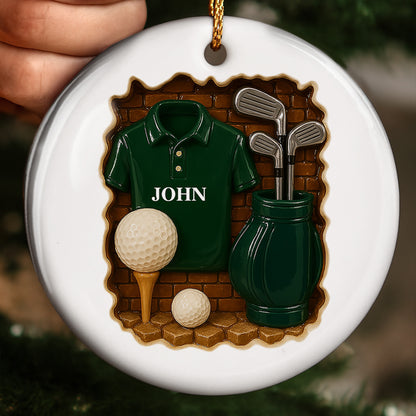 Celebrate Your Love For Golf With This Custom Ornament - Personalized Custom Ceramic Ornament With Round Shape - GOLF005_RCE