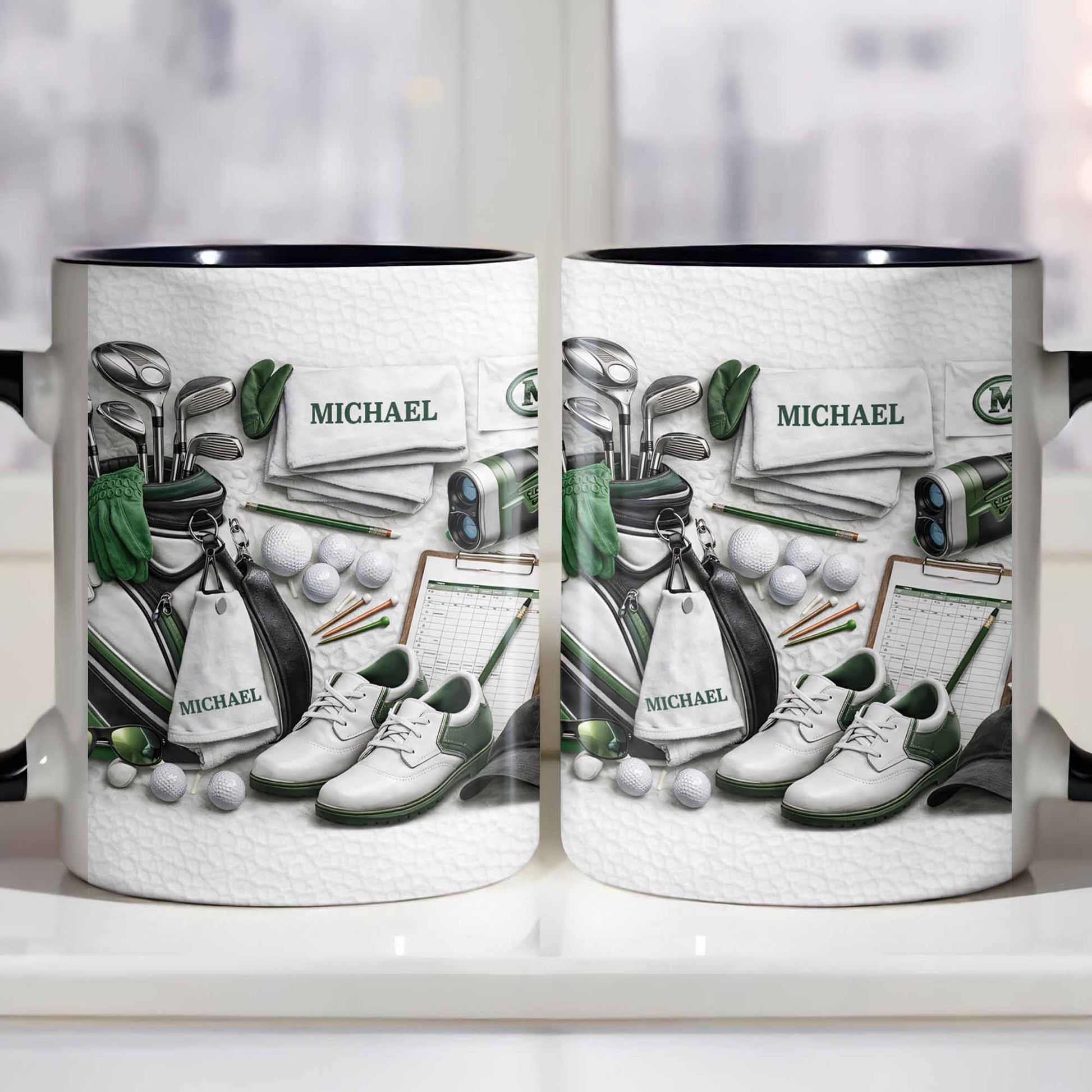 Customizable Golf Enthusiast Design With Clubs And Balls