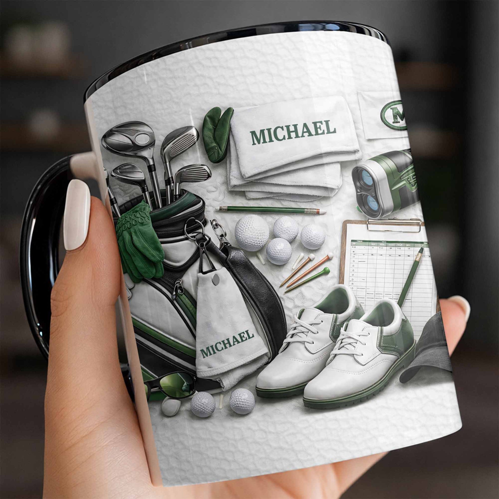 Customizable Golf Enthusiast Design With Clubs And Balls