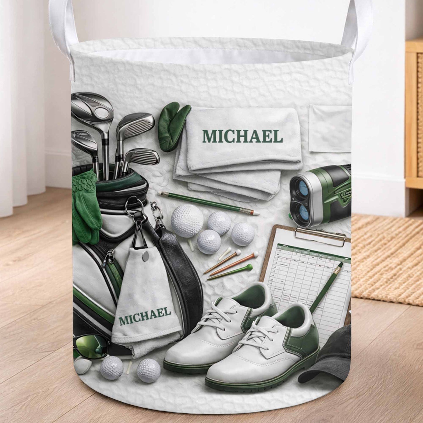 Master Of The Green Golf Clubs And Balls With 3D Effect - Personalized Basket - GOLF012_BASK