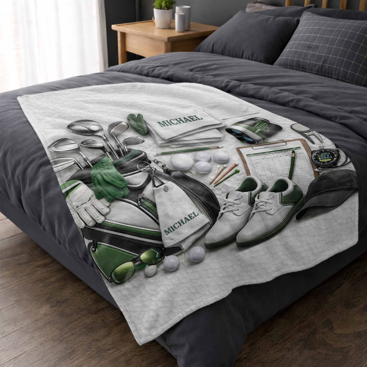 Golf Gear Collection For The Pro With 3D Effect Clubs And Balls - Personalized Custom Blanket - GOLF012_BLK