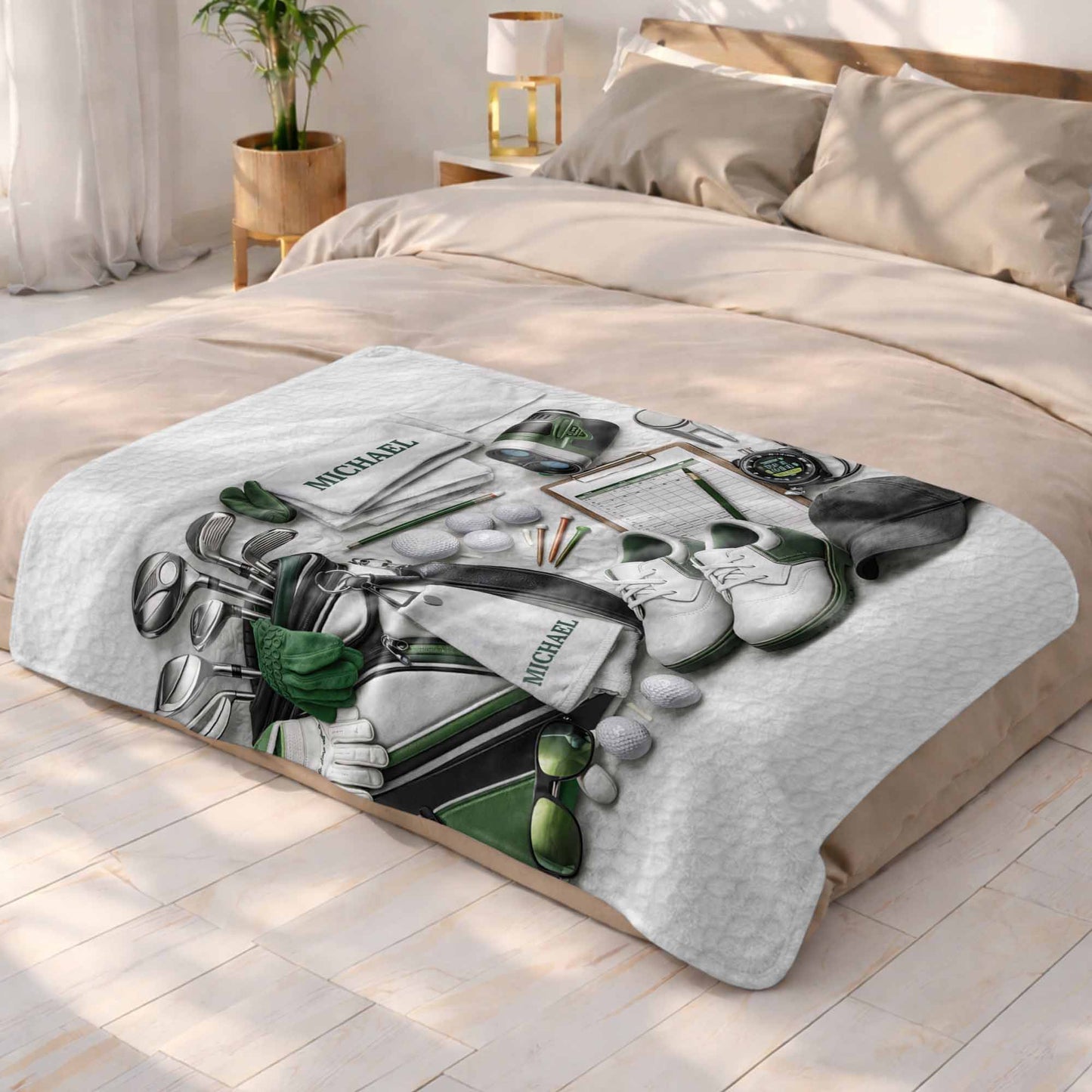 Golf Gear Collection For The Pro With 3D Effect Clubs And Balls - Personalized Custom Blanket - GOLF012_BLK