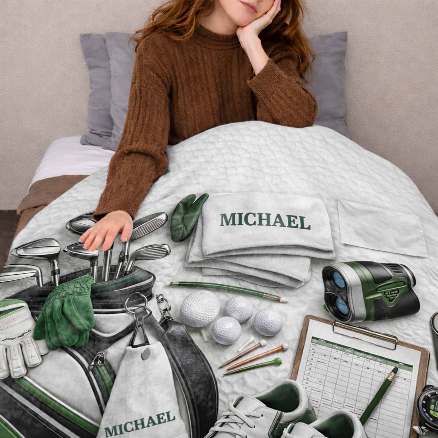 Golf Gear Collection For The Pro With 3D Effect Clubs And Balls - Personalized Custom Blanket - GOLF012_BLK