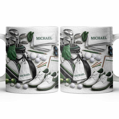 Customizable Golf Themed Mug With Clubs And Balls