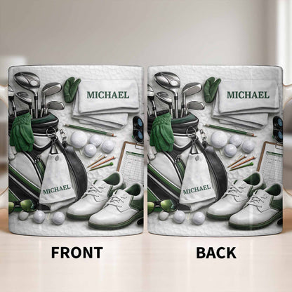 Customizable Golf Themed Mug With Clubs And Balls