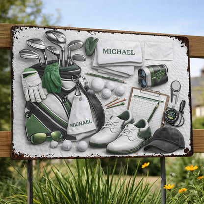 Golf Life Is The Best Life With Golf Clubs And Equipment - Personalized Metal Sign - GOLF012_MSIGN