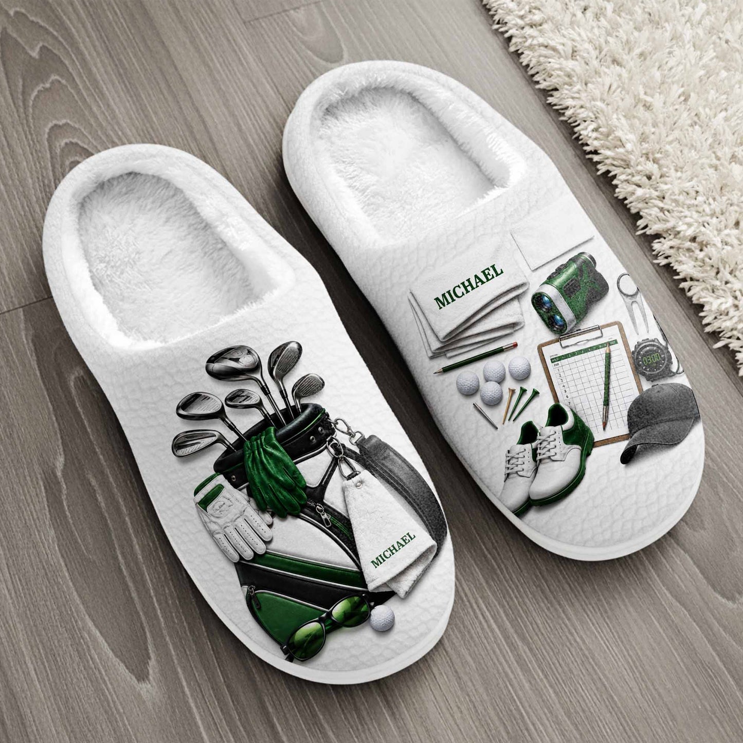 Eat Sleep Golf Repeat With Golf Clubs And Equipment - Personalized Unisex Slippers - GOLF012_SLIP