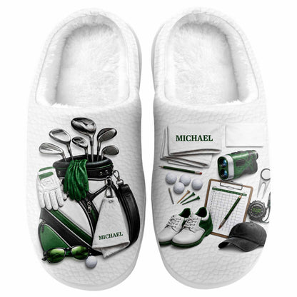 Eat Sleep Golf Repeat With Golf Clubs And Equipment - Personalized Unisex Slippers - GOLF012_SLIP