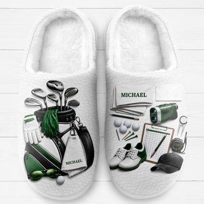 Eat Sleep Golf Repeat With Golf Clubs And Equipment - Personalized Unisex Slippers - GOLF012_SLIP