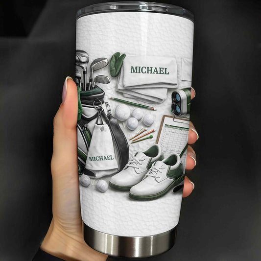 Golf Enthusiast Personalized Tumbler Featuring Clubs and Balls - Personalized Custom Stainless Steel Tumbler 20oz 30oz - GOLF012_TB