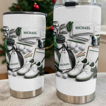 Golf Enthusiast Personalized Tumbler Featuring Clubs and Balls - Personalized Custom Stainless Steel Tumbler 20oz 30oz - GOLF012_TB