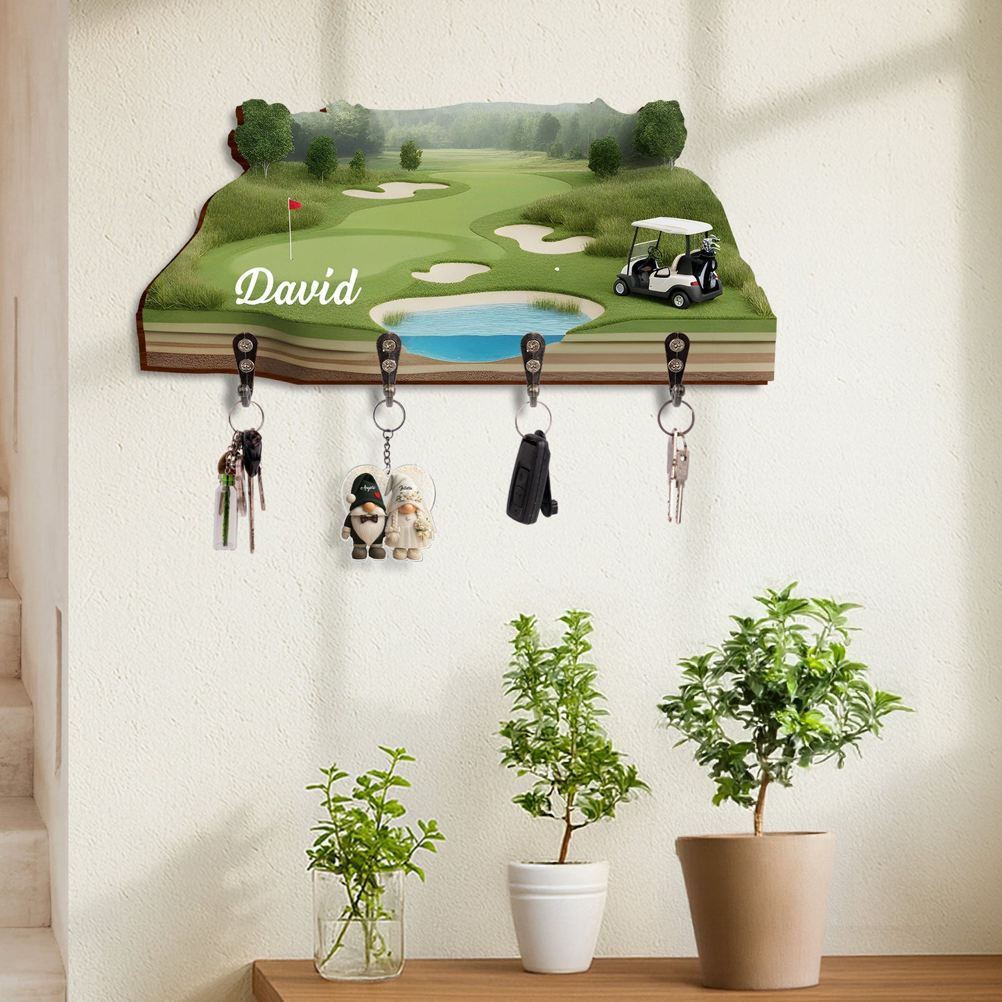 Master Of The Green Golf Course With Golf Cart And Flag