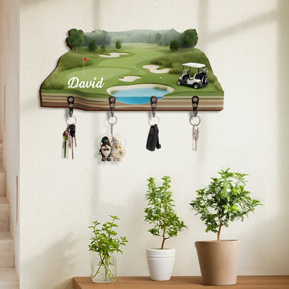 Master Of The Green Golf Course With Golf Cart And Flag