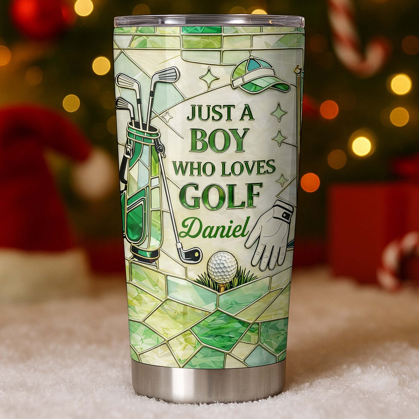 Just A Girl Who Loves Golf With Pink Stained Glass Art