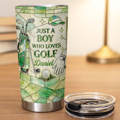 Just A Girl Who Loves Golf With Pink Stained Glass Art