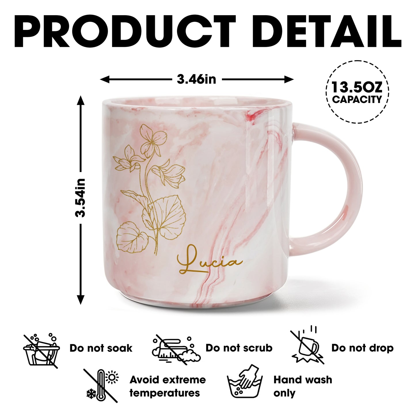She Believed She Could and She Did Motivational Flowers Design - Personalized Custom Pink Marble Mug - GRAD004_PMAM