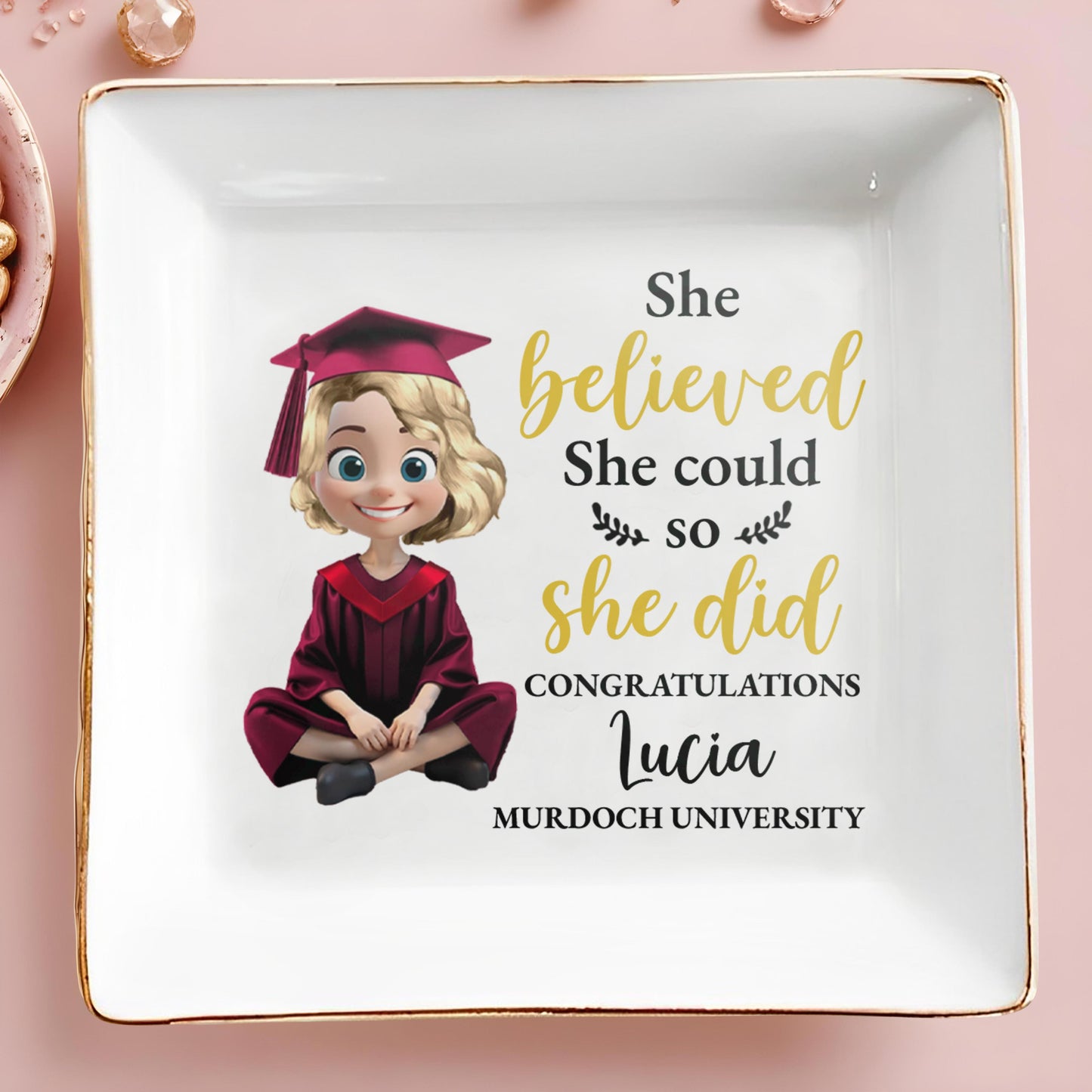 She Believed She Could So She Did Congratulations, Graduation Cap And Animated Character