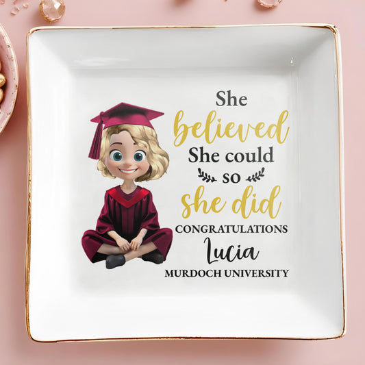 She Believed She Could So She Did Congratulations, Graduation Cap And Animated Character