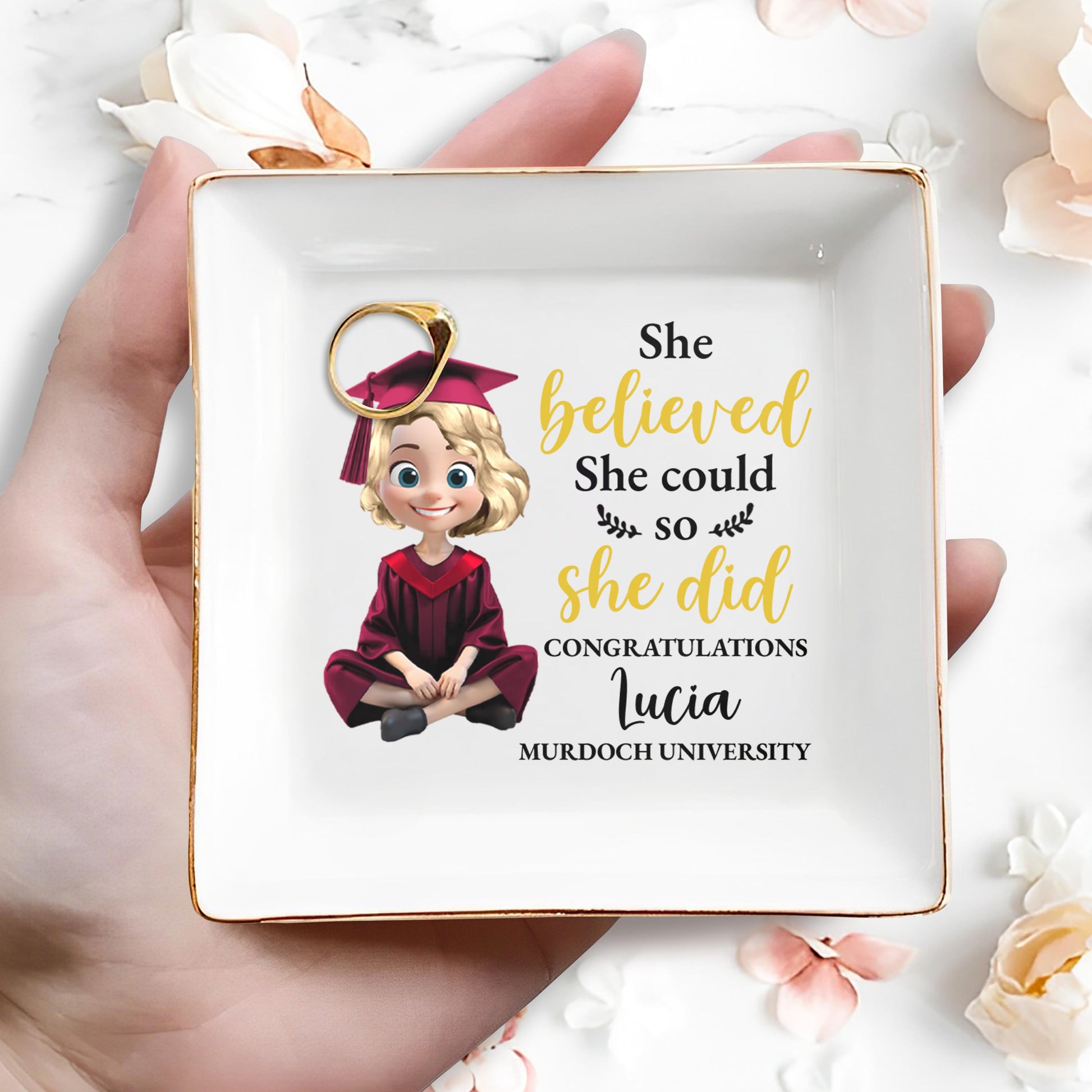 She Believed She Could So She Did Congratulations, Graduation Cap And Animated Character