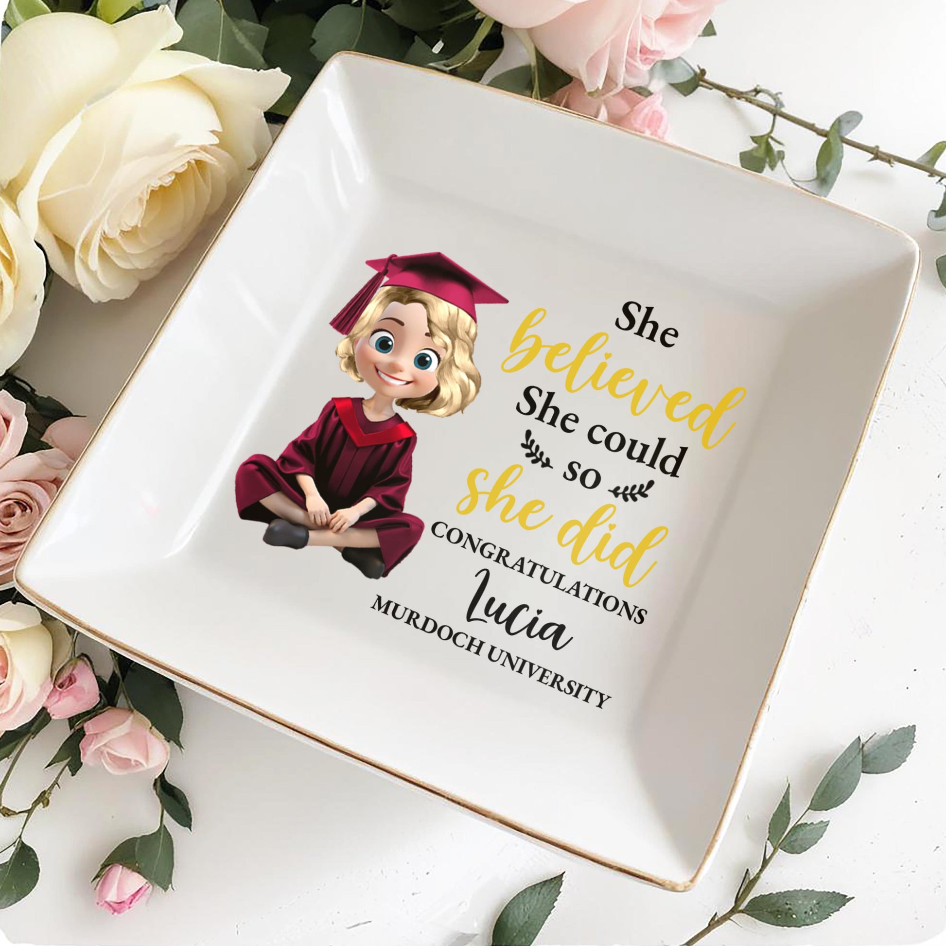She Believed She Could So She Did Congratulations, Graduation Cap And Animated Character